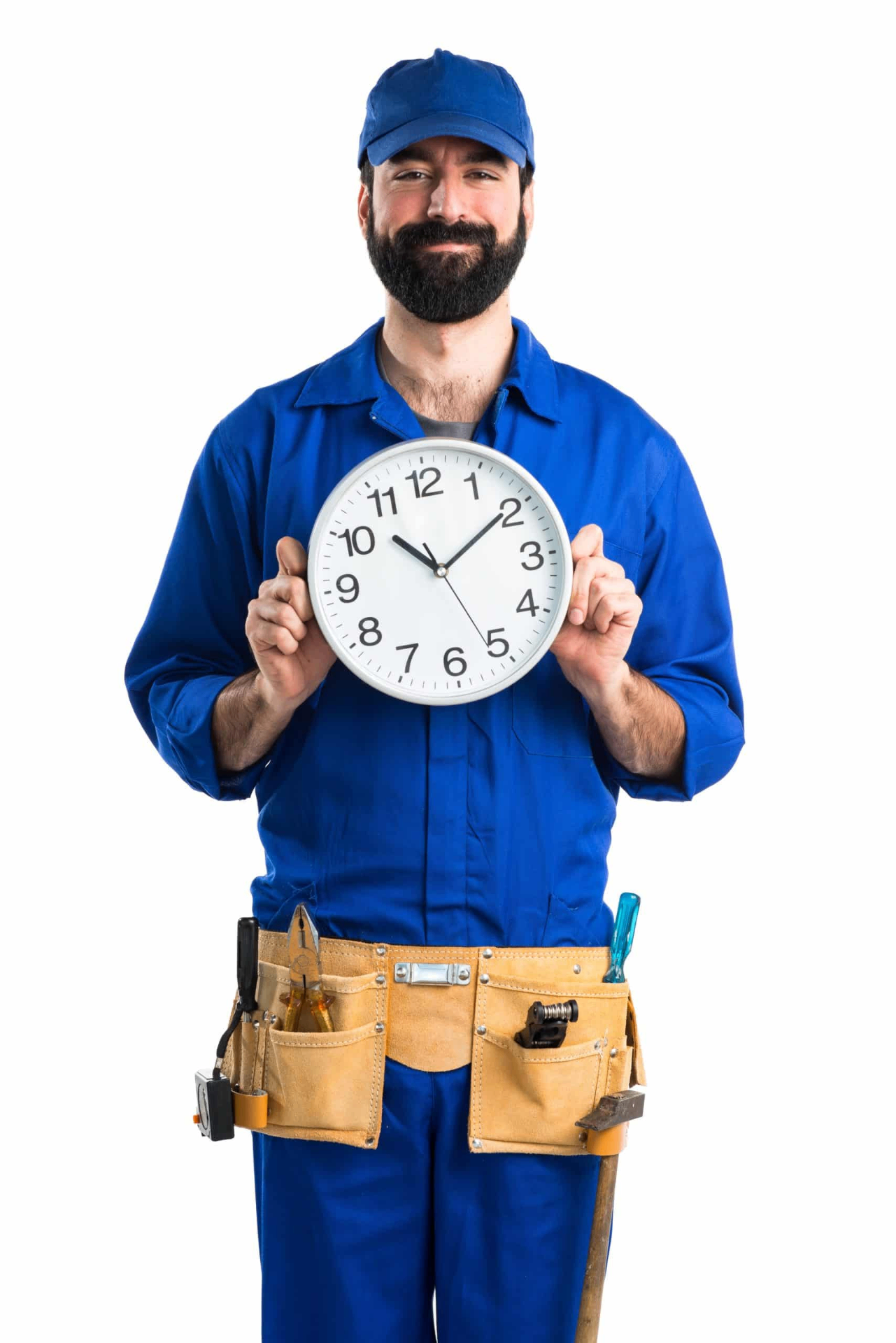 Électricien disponible avec une horloge symbolisant le service 24/7